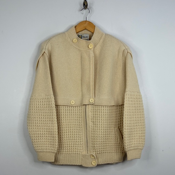 Pallas Sweaters - Vintage Irish Sweater Womens Large Cream Wool Chunky Knit Coatigan Cardigan